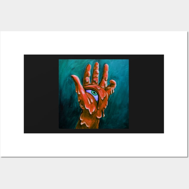 Melting Hand - Surreal Abstract Art - Orange and Teal Variant Wall Art by dnacademic